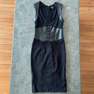 Bebe Corset Knee-Length/Midi Dress with Leather Details